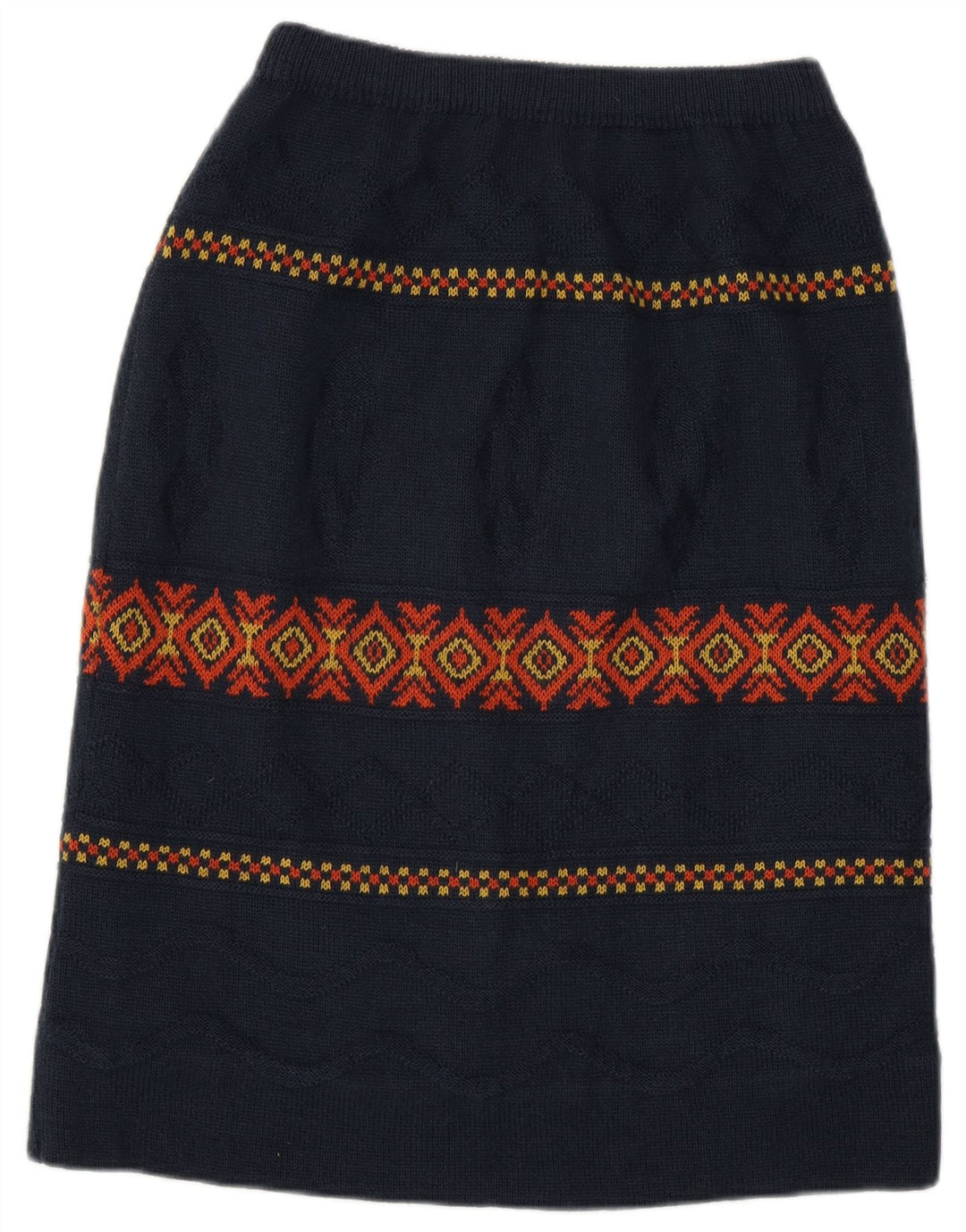 Vintage Midi-nederdel til kvinder W28 Medium Navy Blue Argyle/Diamond