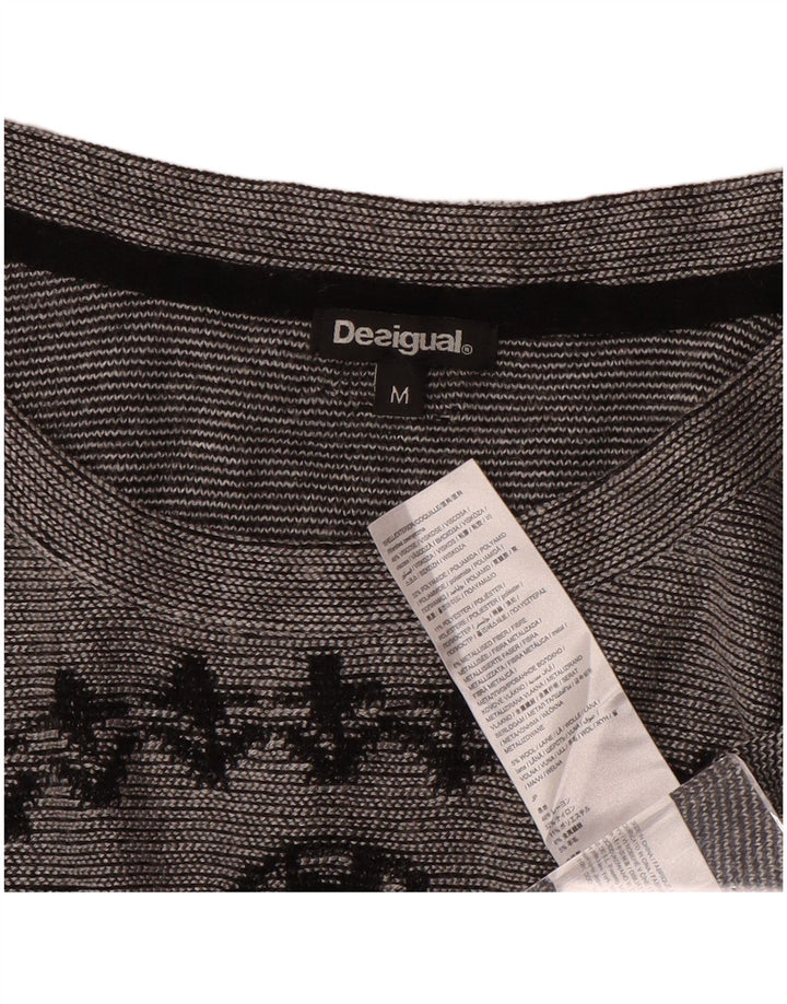 Desigual Dame Grafisk Top Langærmet UK 14 Medium Grå Paisley