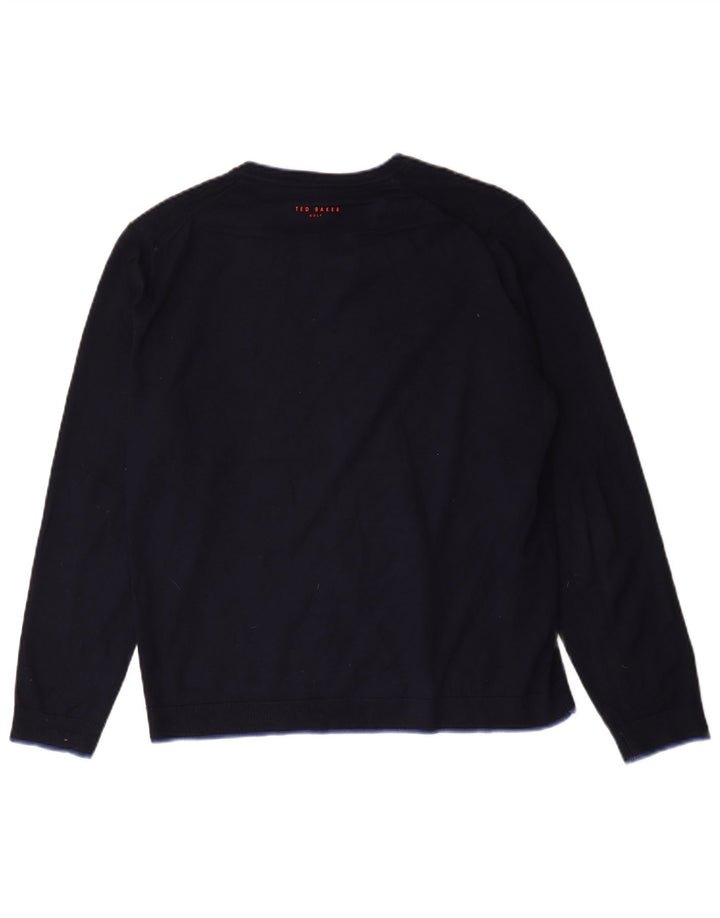 Ted Baker Mens V-Neck Jumper Sweater Size 4 Large Navy Blue