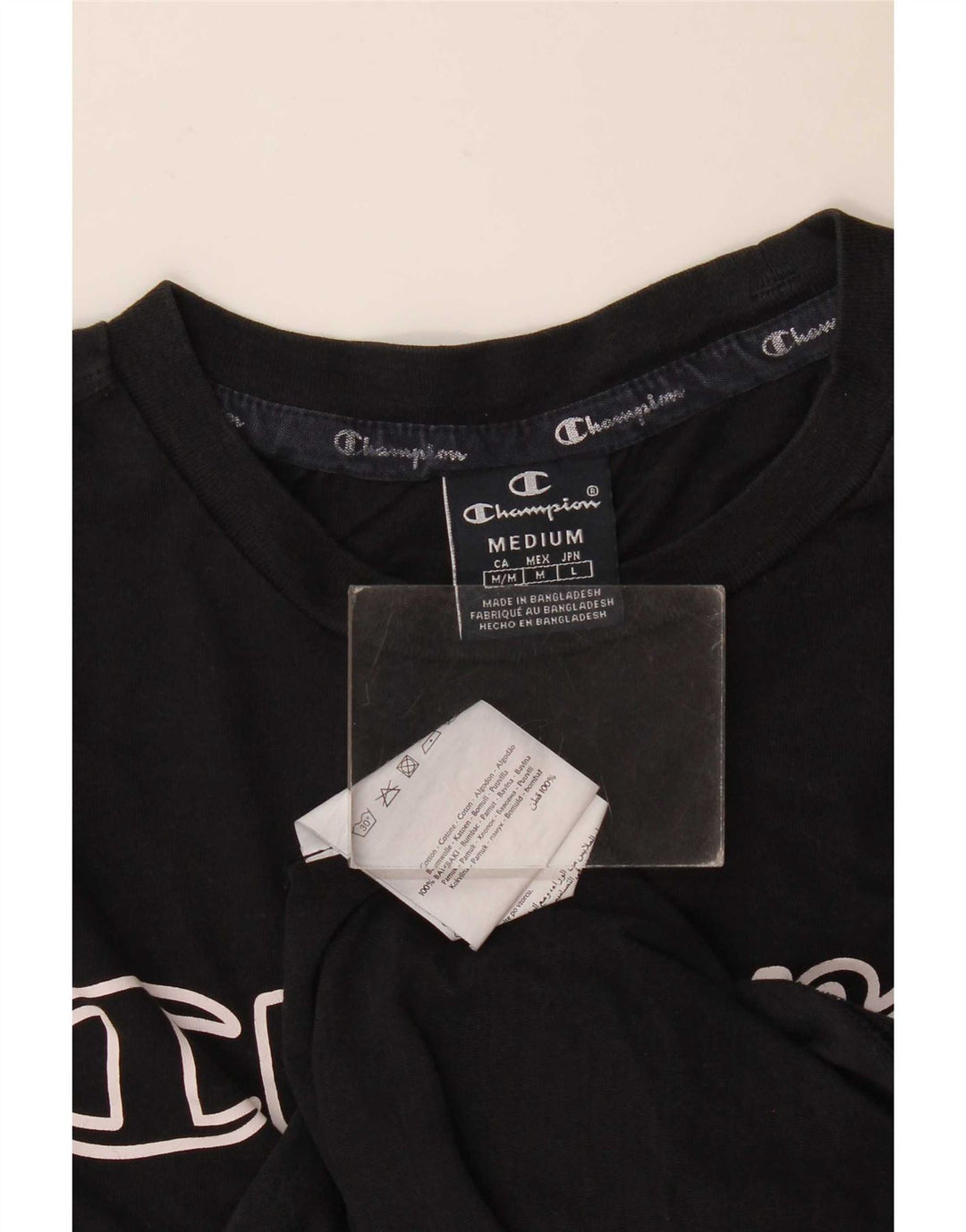Champion Camiseta gráfica para hombre Top Medium Black Cotton