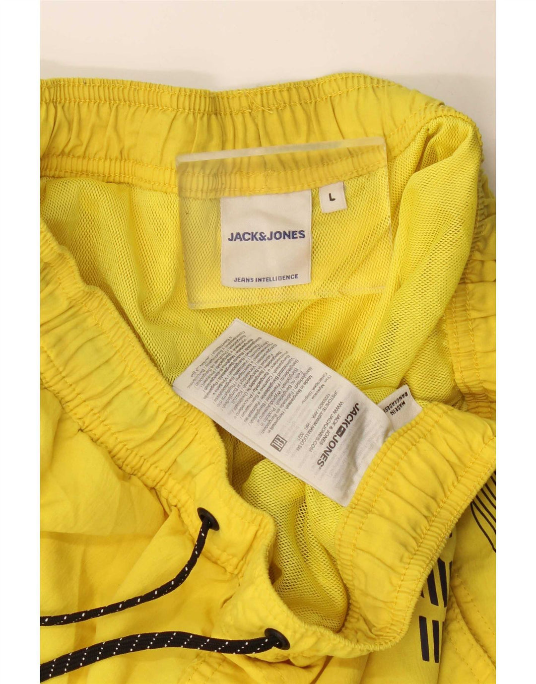 Jack & Jones Herren-Badeshorts mit Grafik, groß, gelb, Polyester