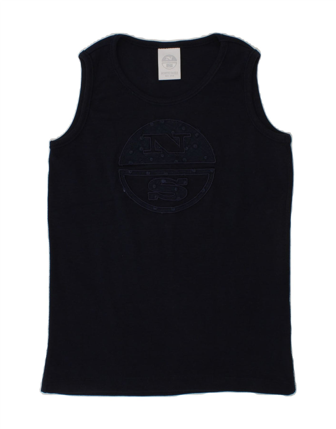 NORTH SAILS Boys Graphic Vest Top 7-8 Years Navy Blue Cotton Vintage North Sails and Second-Hand North Sails from Messina Hembry 