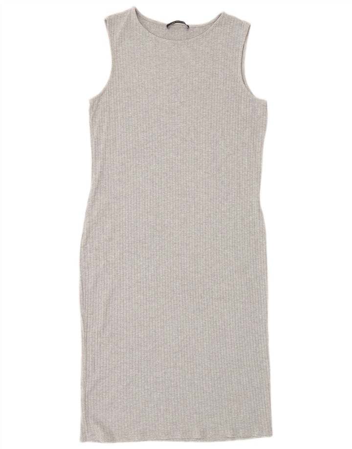 Marks & Spencer Womens Sleeveless Bodycon Dress UK 12 Medium Grey Viscose