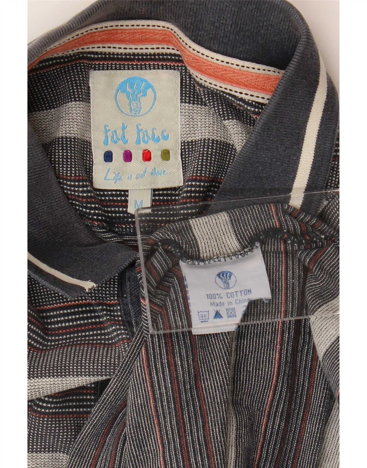 Fat Face Herre Polo Shirt Medium Grå Stribet Bomuld