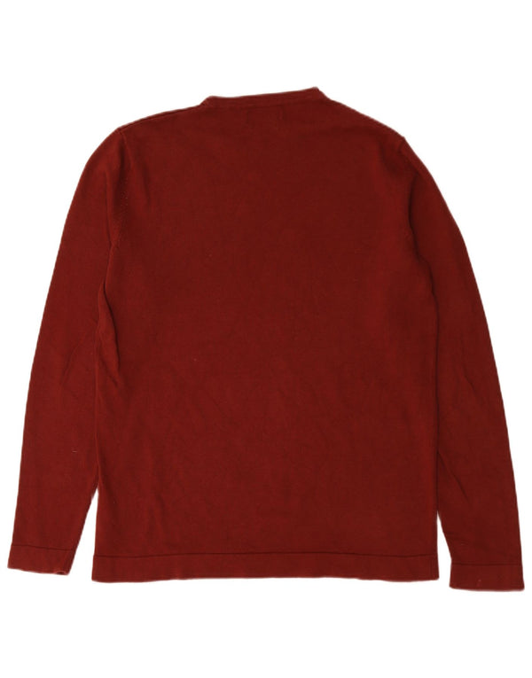 Мужской джемпер с круглым вырезом Jack & Jones, хлопковый свитер среднего красного цвета