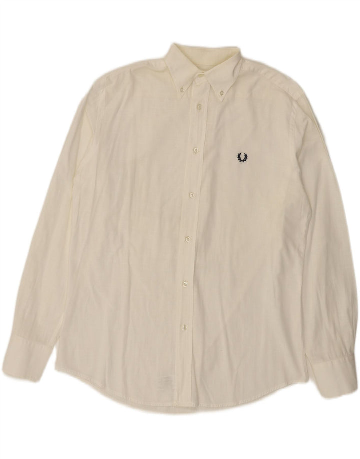 Fred Perry Mens Shirt Medium White Cotton