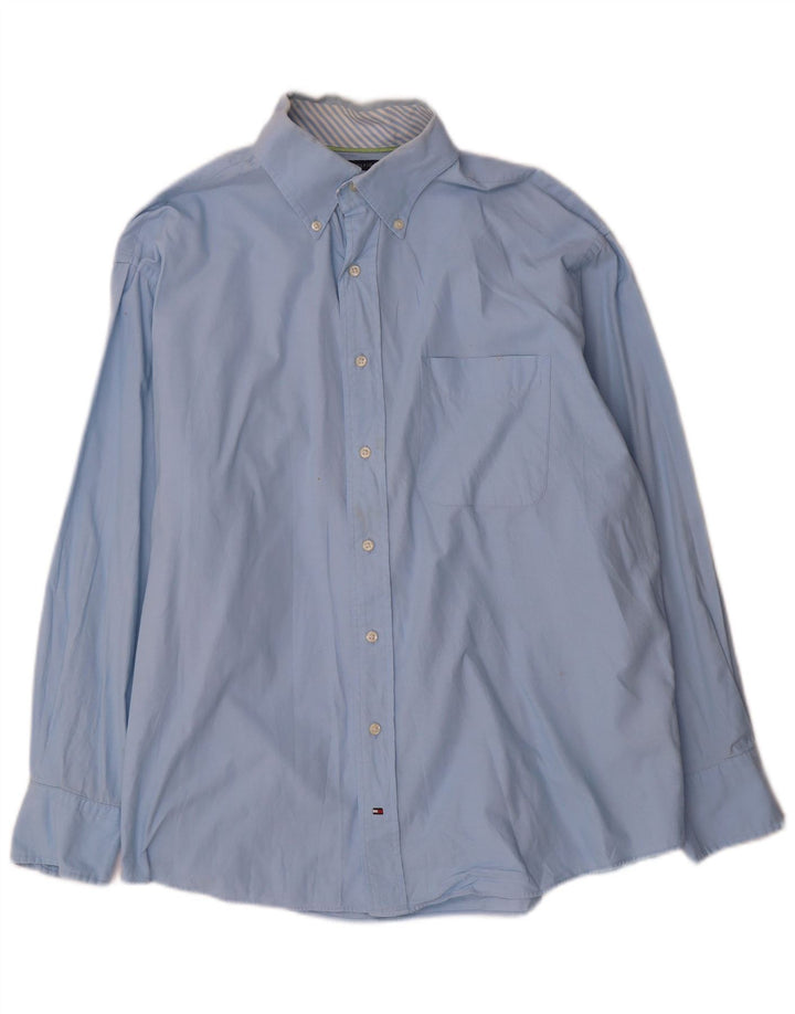 Tommy Hilfiger Mens Shirt Size 16 1/2 Large Blue Cotton