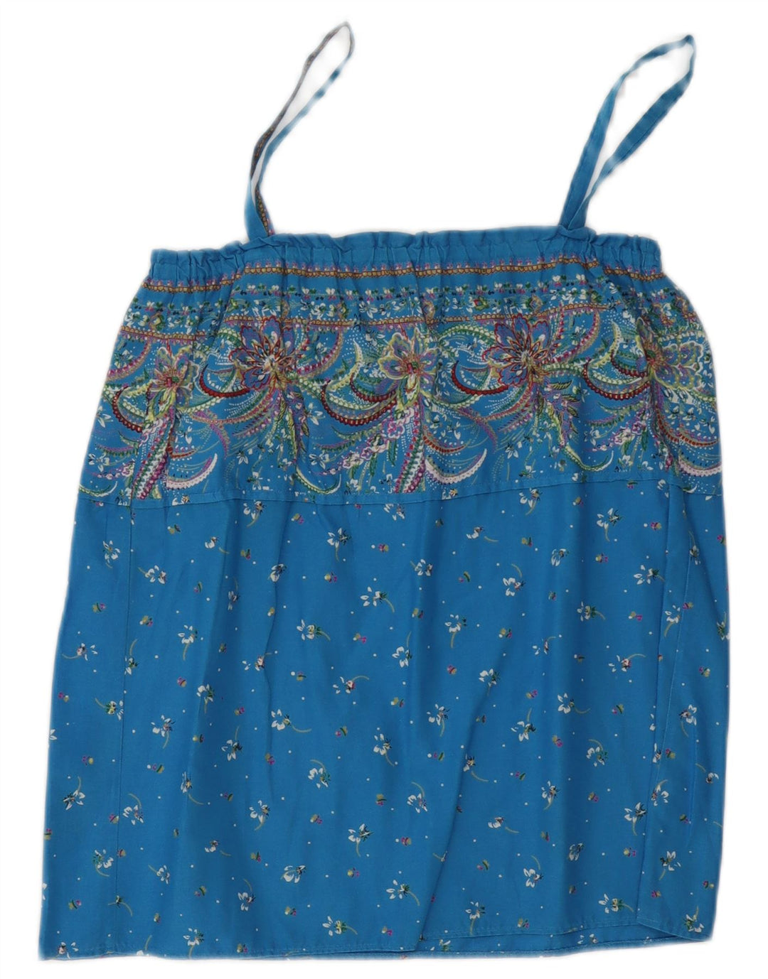 Vintage Womens Cami Top UK 12 Medium Blue Floral