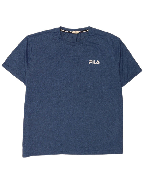 Fila Mens T-Shirt Top 4XL Navy Blue Polyester