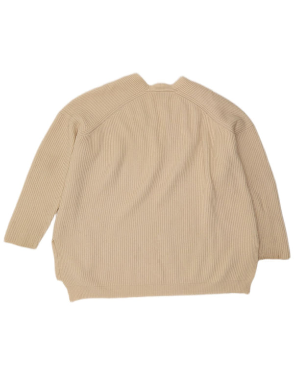 All Saints Womens Oversized V-Neck Jumper Sweater UK 14 Medium Off White