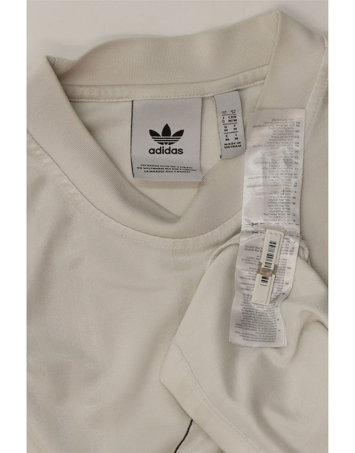 Adidas Mens Graphic T-Shirt Top Medium White Pinstripe Polyester