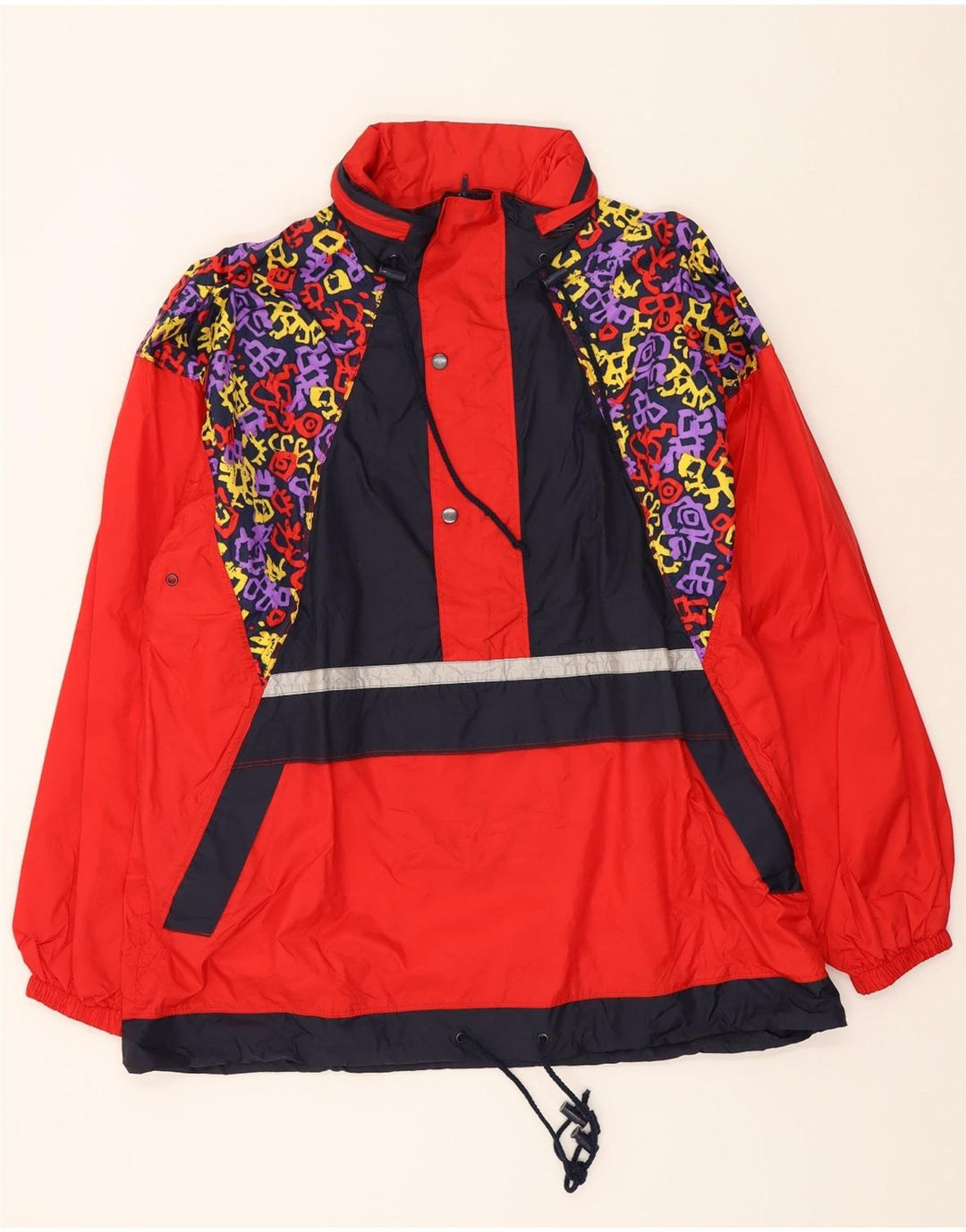 VINTAGE Mens Anorak Jacket UK 42 XL Red Colourblock Vintage Vintage and Second-Hand Vintage from Messina Hembry 