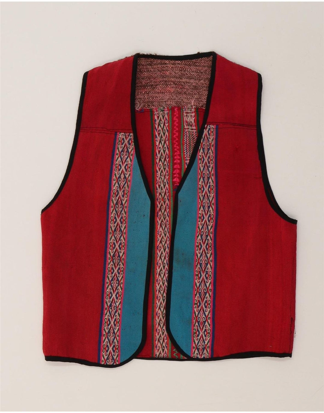 Vintage damevest UK 12 Medium Rød Geometrisk