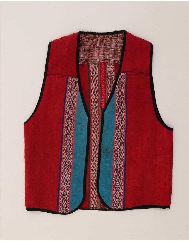Vintage damevest UK 12 Medium Rød Geometrisk
