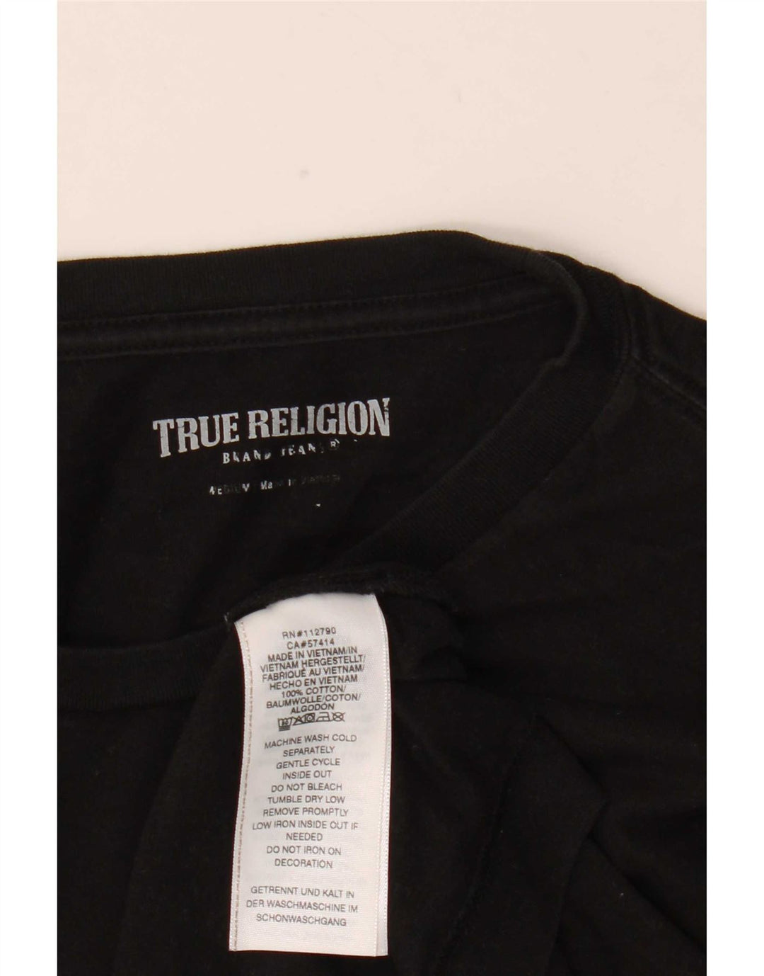 T-shirt grafica da uomo True Religion Top in cotone nero medio