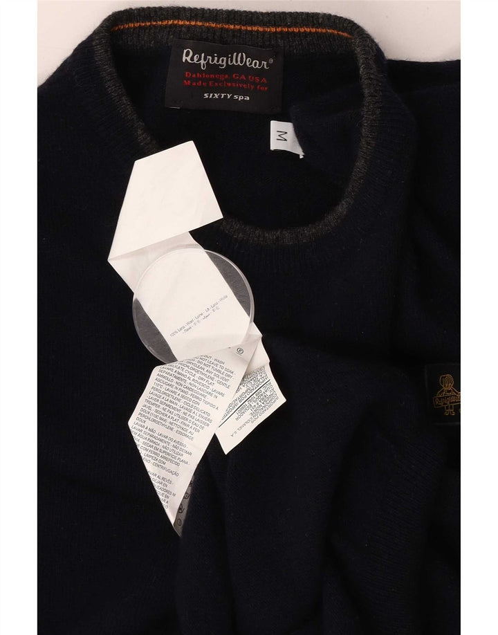 Refrigiwear Mens Sixty spa Jersey de cuello redondo suéter de lana azul marino medio