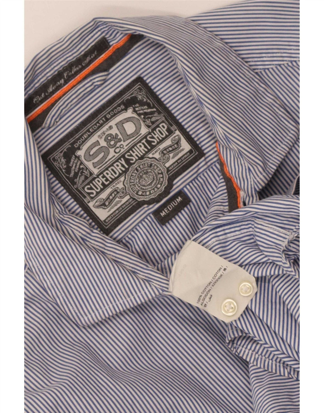 Superdry Mens Shirt Medium Blue Pinstripe Cotton