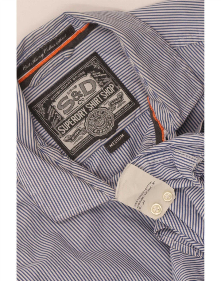Superdry Mens Shirt Medium Blue Pinstripe Cotton