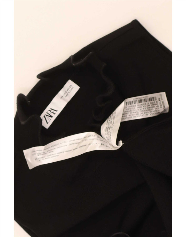 Zara Womens Ruffle Halter Dress UK 10 Small Black Viscose