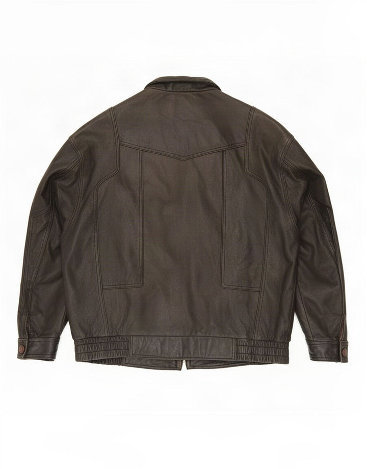 Vintage Mens Leather Jacket IT 56 3XL Black