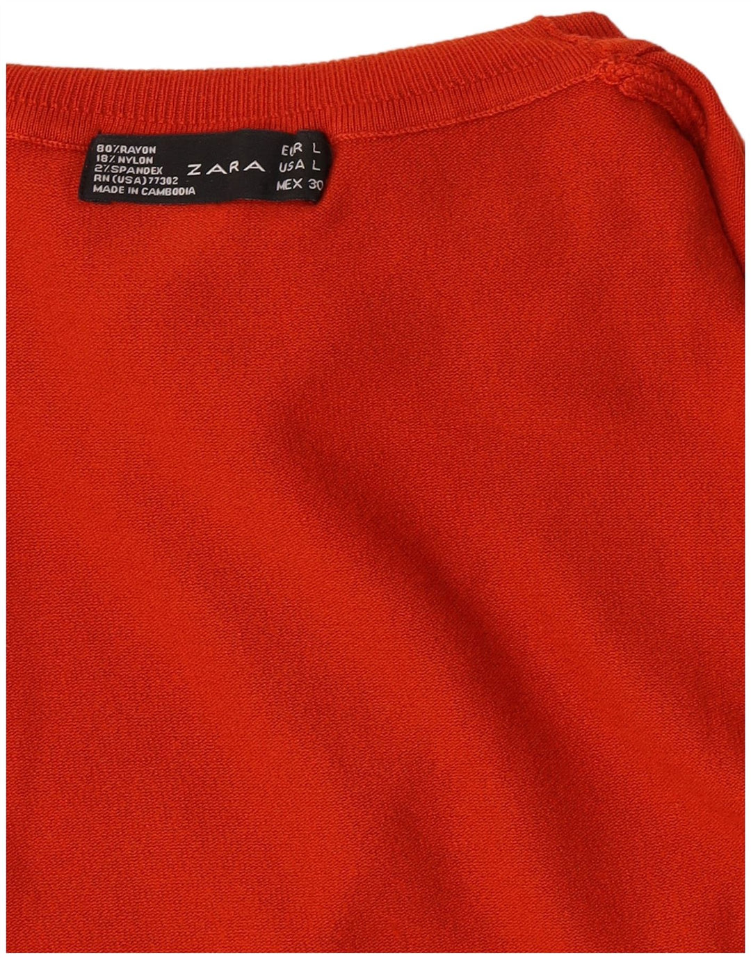 Zara Womens Roll Neck Jumper Sweater UK 14 Large Orange Rayon