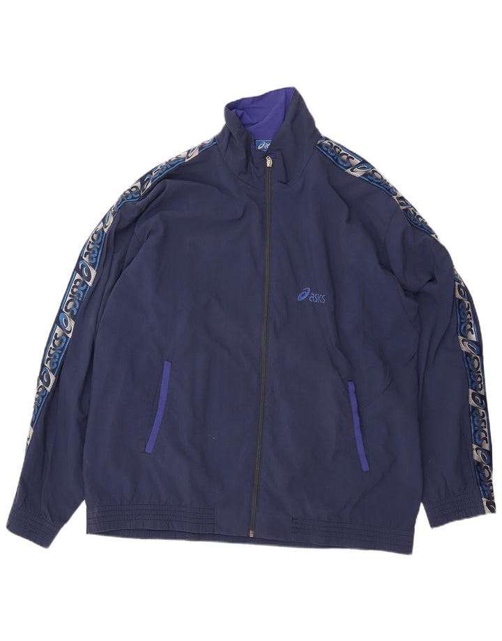 Asics Mens Graphic Tracksuit Top Jacket IT 44 XL Navy Blue