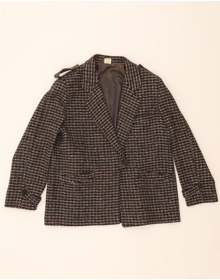 VINTAGE Womens 1 Button Military Blazer Jacket EU 44 Large Brown Check Vintage Vintage and Second-Hand Vintage from Messina Hembry 
