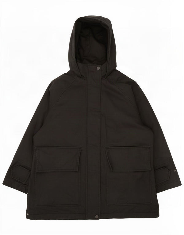 Cappotto imbottito con cappuccio da donna Zara UK 16 grande cotone nero