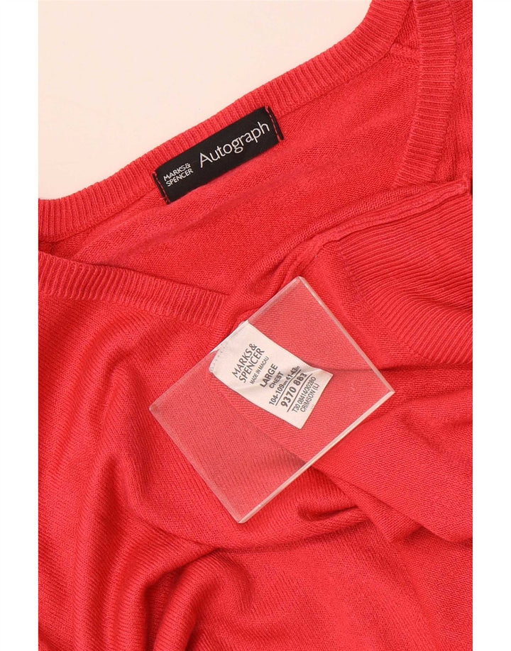 Marks & Spencer Mens Autograph V-Neck Jumper Sweater Large Red Acrylic