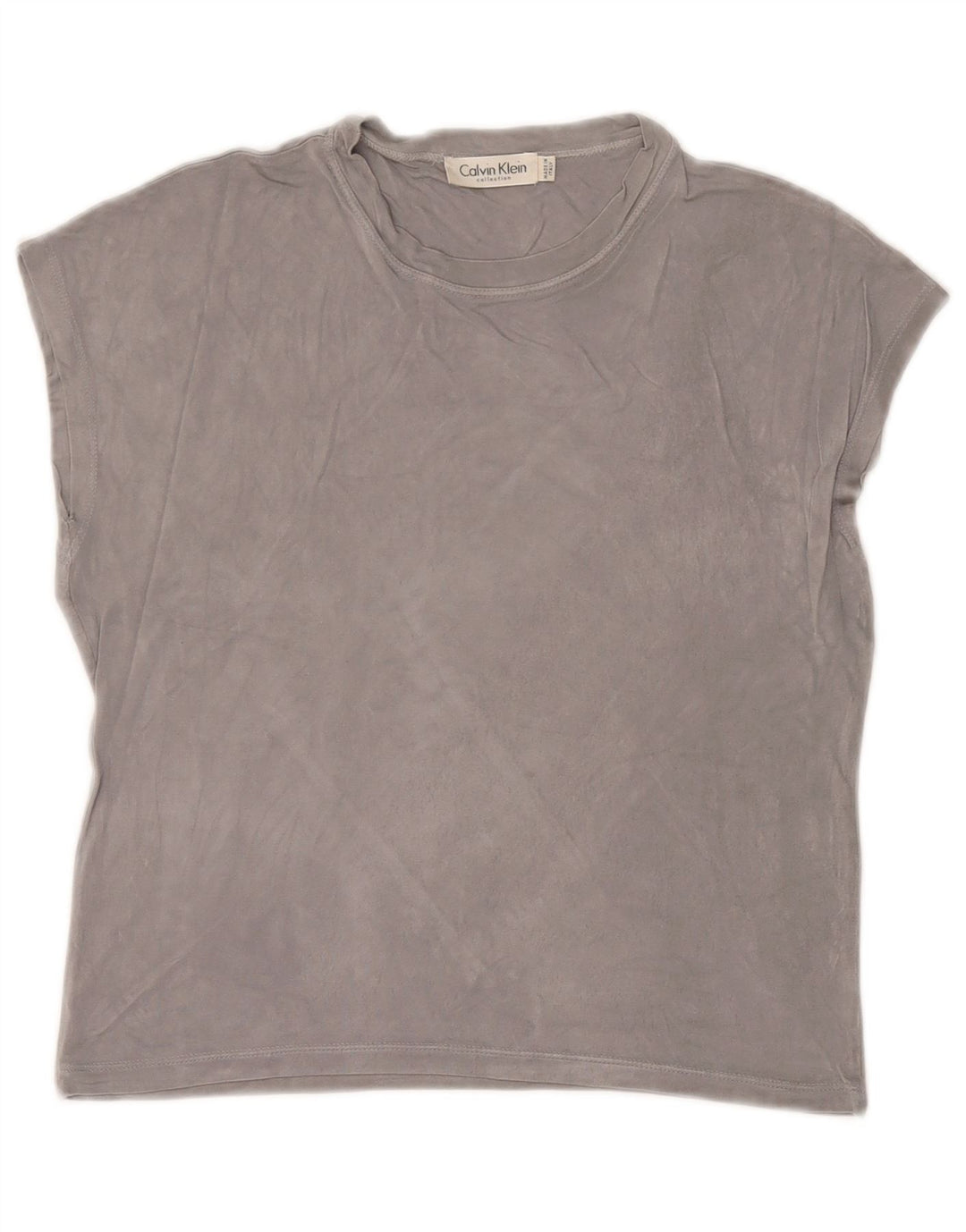 Calvin Klein Dame Crop T-Shirt Top UK 14 Medium Grey Rayon