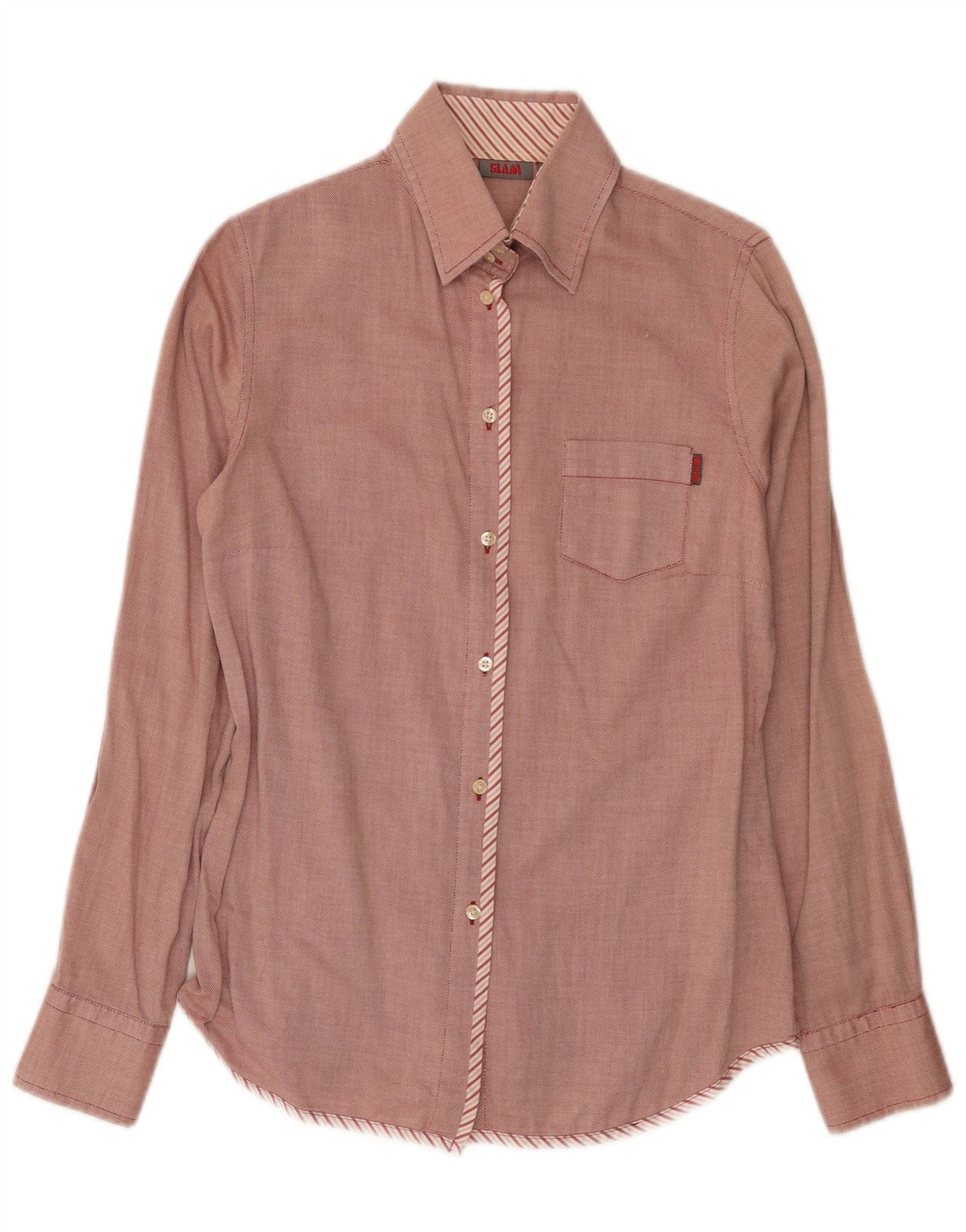 Slam Womens Shirt UK 12 Medium Red Cotton