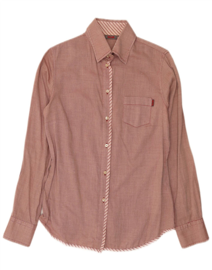 Slam Womens Shirt UK 12 Medium Red Cotton