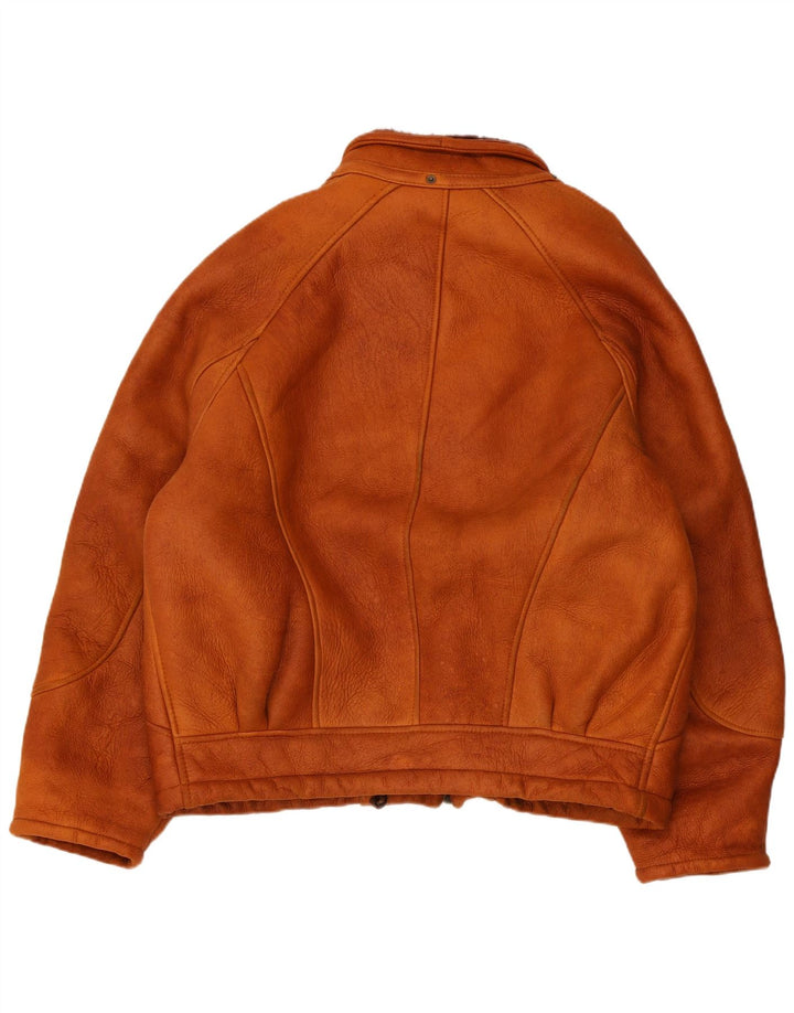 Vintage Womens Shearling Jacket UK 12 Medium Brown