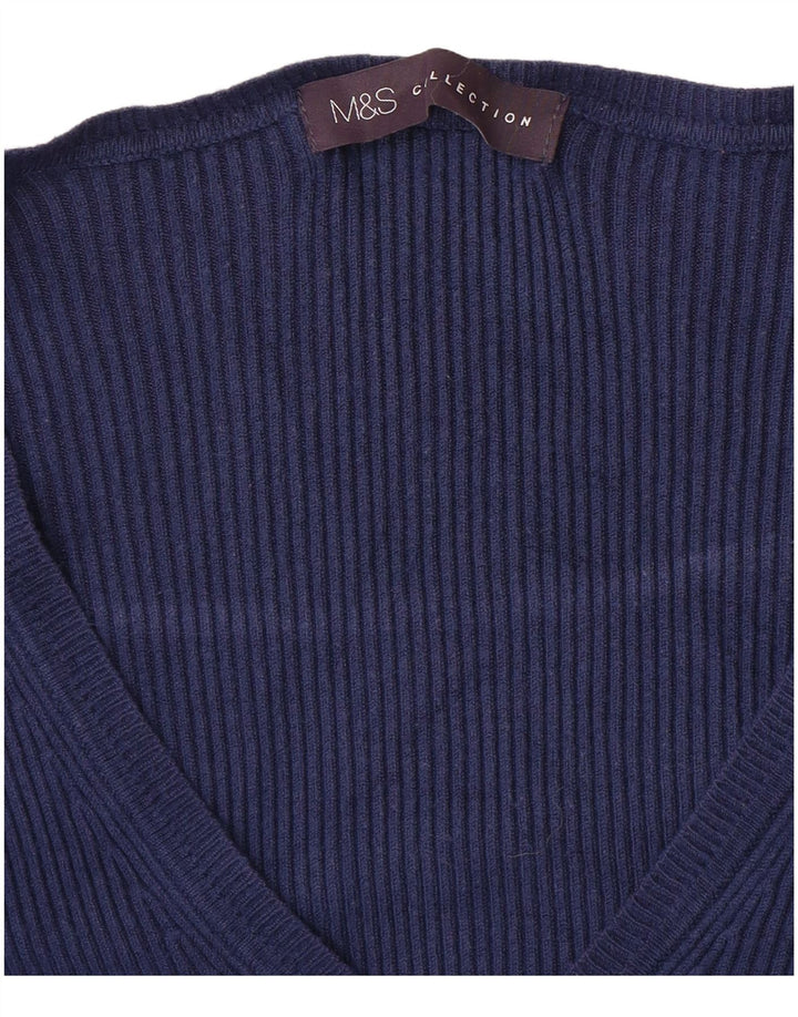 MARKS & SPENCER Womens V-Neck Jumper Sweater UK 10 Small Navy Blue