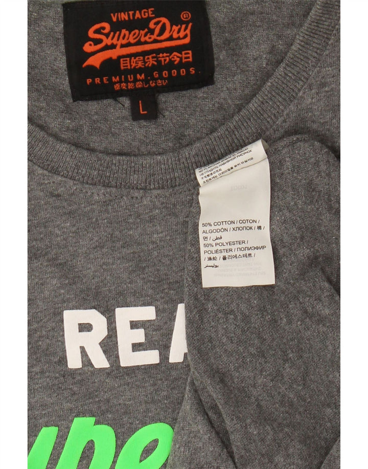 Superdry Mens Graphic T-Shirt Top Large Grey Cotton