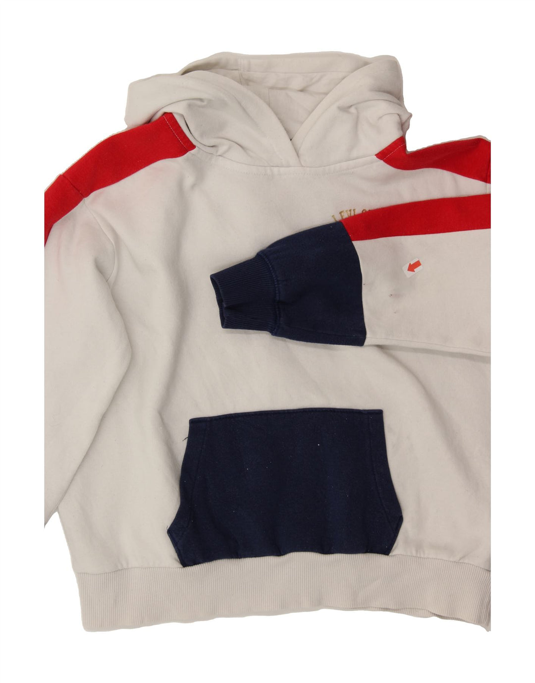 LEVI'S Boys Hoodie Jumper 11-12 Years White Colourblock Cotton Vintage Levi's and Second-Hand Levi's from Messina Hembry 