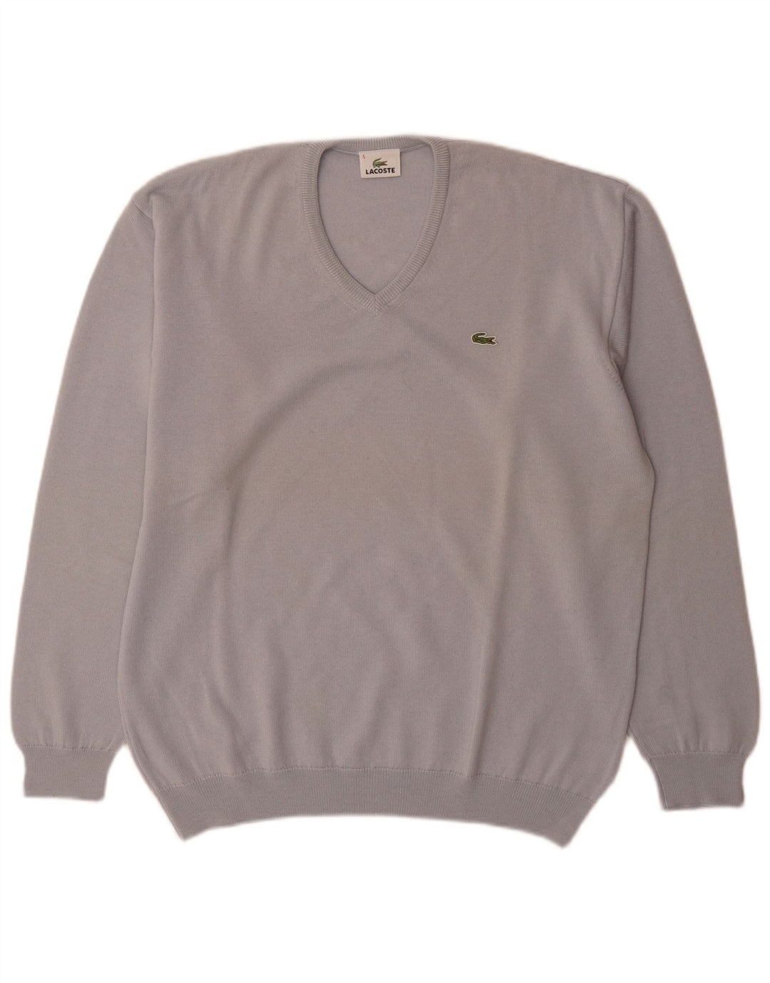 Lacoste Herren-Pullover mit V-Ausschnitt, Größe 5, große blaue Schurwolle