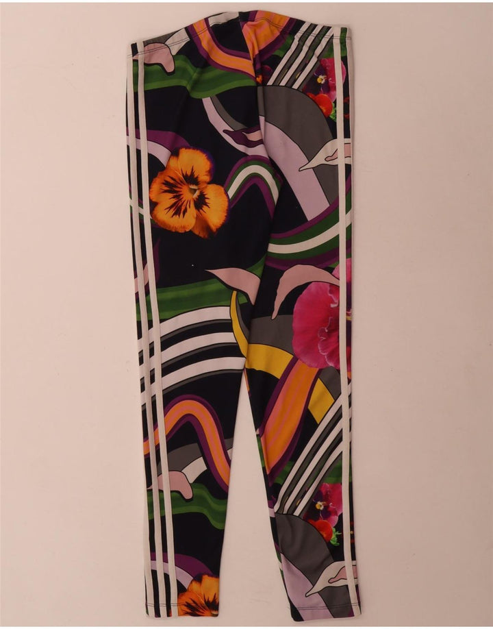 Adidas Womens Leggings UK 10 Small Multicoloured Floral Polyester