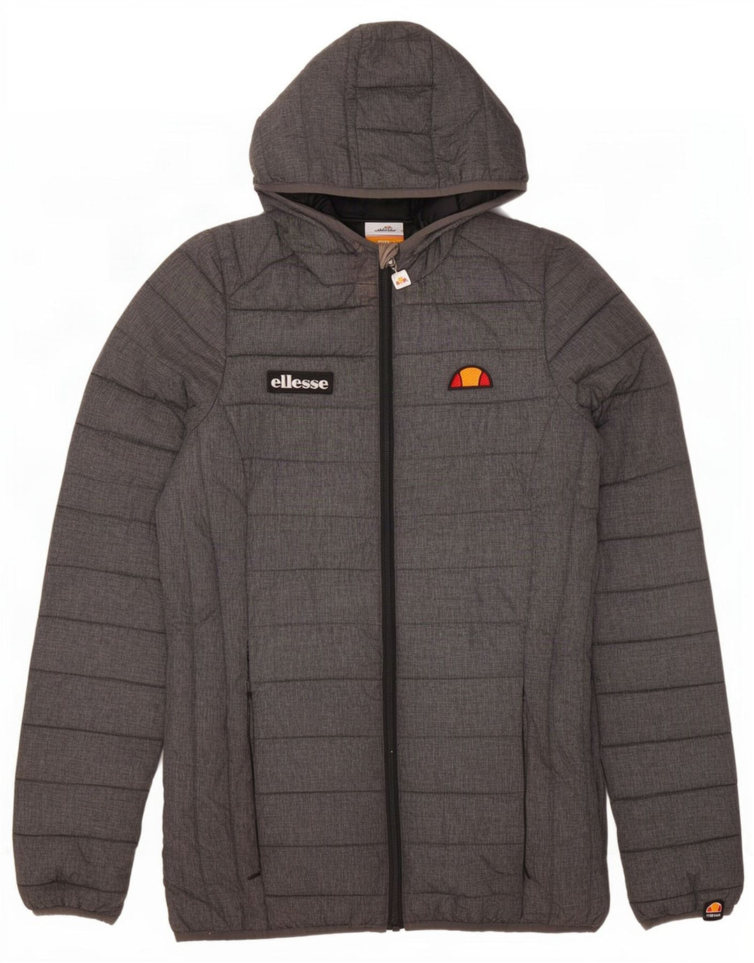 Ellesse Womens Hooded Wattierte Jacke UK 8 Small Grau Polyester