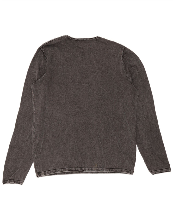 Jack & Jones Herren-Oberteil, langärmelig, mittelgraue Baumwolle