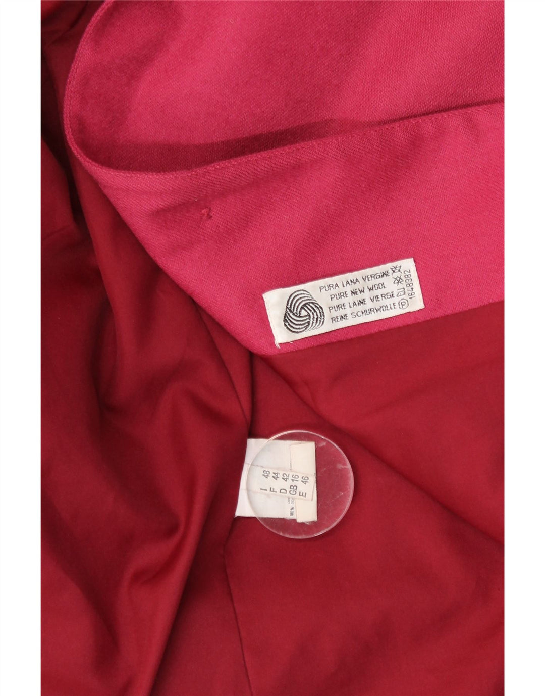 VINTAGE Womens 1 Button Blazer Jacket  UK 16 Large Burgundy New Wool Vintage Vintage and Second-Hand Vintage from Messina Hembry 
