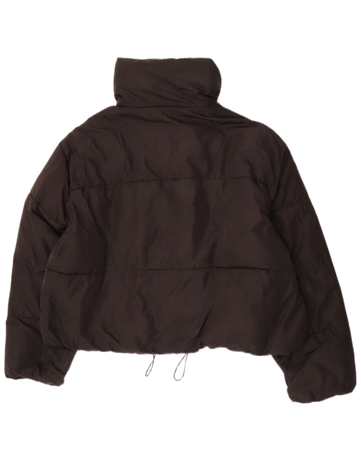 Zara Damen Übergroße Crop Wattierte Jacke UK 18 XL Schwarz Polyester