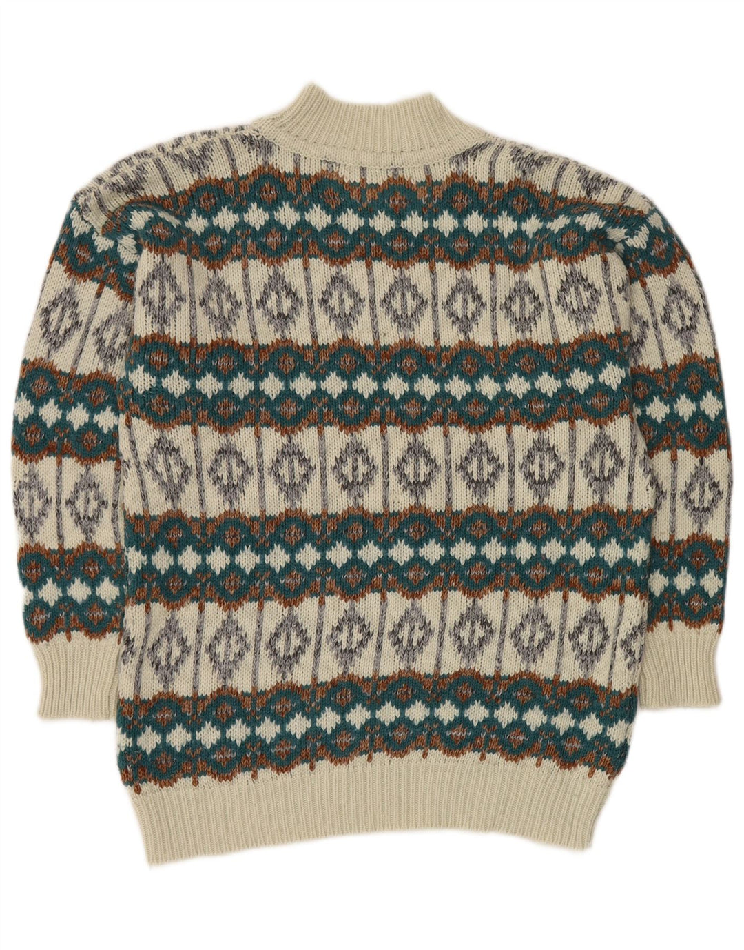 VINTAGE Herre Turtle Neck sweater Medium White Fair Isle
