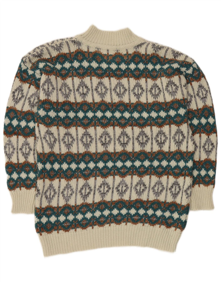 VINTAGE Herre Turtle Neck sweater Medium White Fair Isle