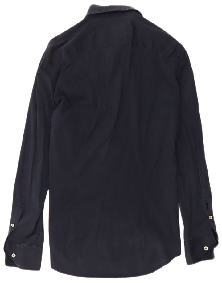 Fred Perry Mens Slim Fit Shirt Large Navy Blue Cotton