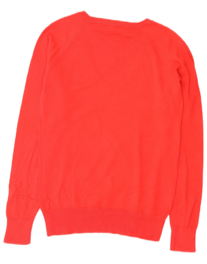 Zara Womens V-Neck Jumper Sweater UK 12 Medium Red Cotton