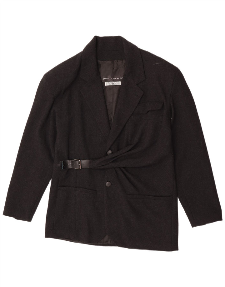 Calugi E Giannelli Womens 2 Button Blazer Jacket IT 50 XL Black Virgin Wool