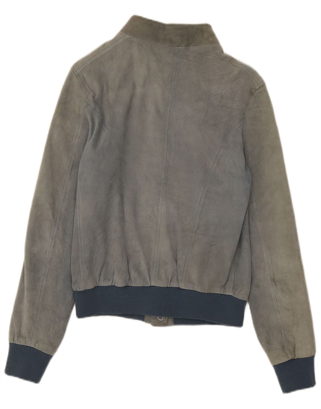 Emanuele Curci  Womens Suede Bomber Jacket IT 44 Medium Grey Colourblock
