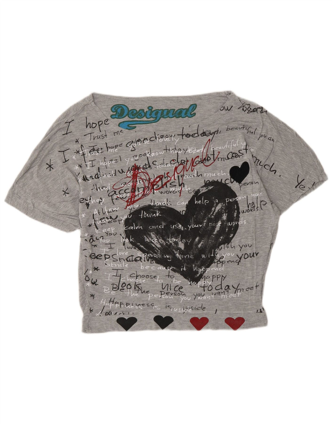 Desigual Damen Graphic T-Shirt Top UK 14 Mittelgrau