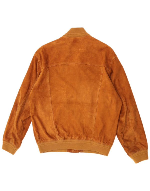 Vintage hombres ante bomber chaqueta IT 52 cuero beige grande